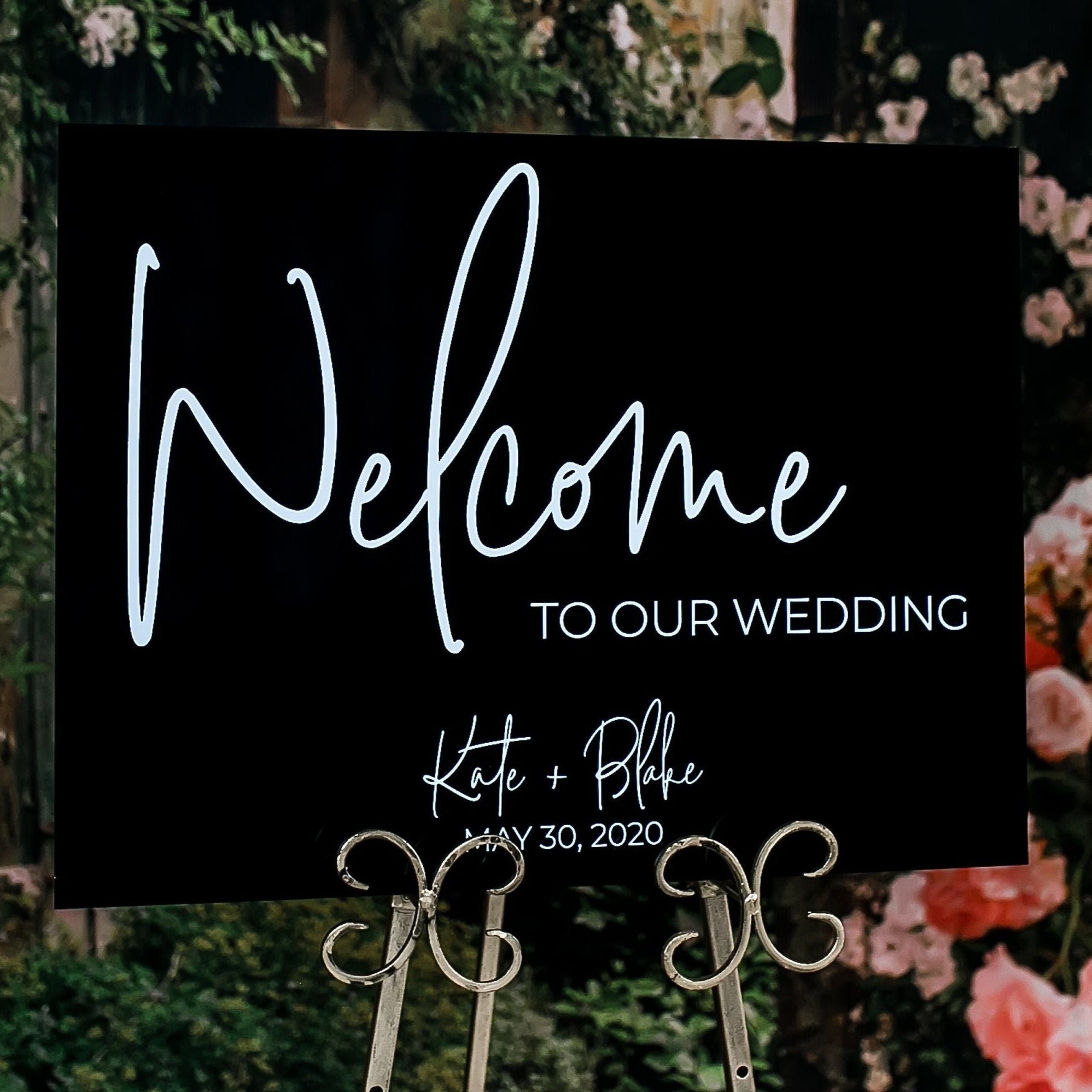 Clear Glass Look Acrylic Wedding Welcome Sign, 18x24 Personalized Modern Wedding Welcome Sign Decoration for Display, Custom Wedding SIG-WW2