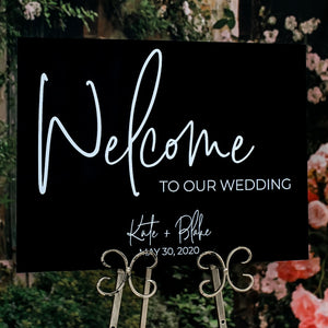 Clear Glass Look Acrylic Wedding Welcome Sign, 18x24 Personalized Modern Wedding Welcome Sign Decoration for Display, Custom Wedding SIG-WW2