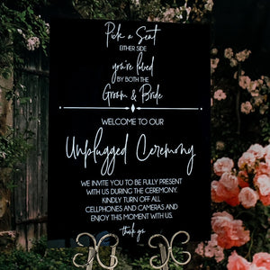 Pick a Seat Not a Side Unplugged Ceremony Combo Clear Glass Look Acrylic Wedding Sign 18x24 Choose a Seat Either Side Modern Wedding SIG-PS1