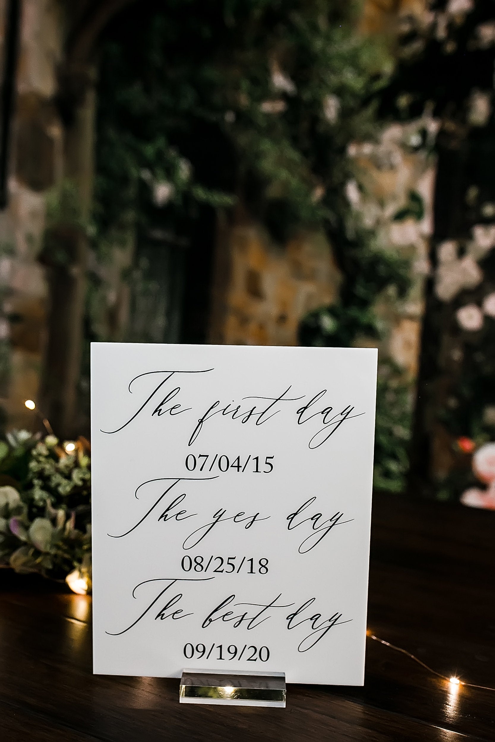 The First Day, The Yes Day, The Best Day Sign Acrylic Wedding Sign, Sweetheart Table Wedding Clear Glass Look Minimalist Modern Decor AB-FYB