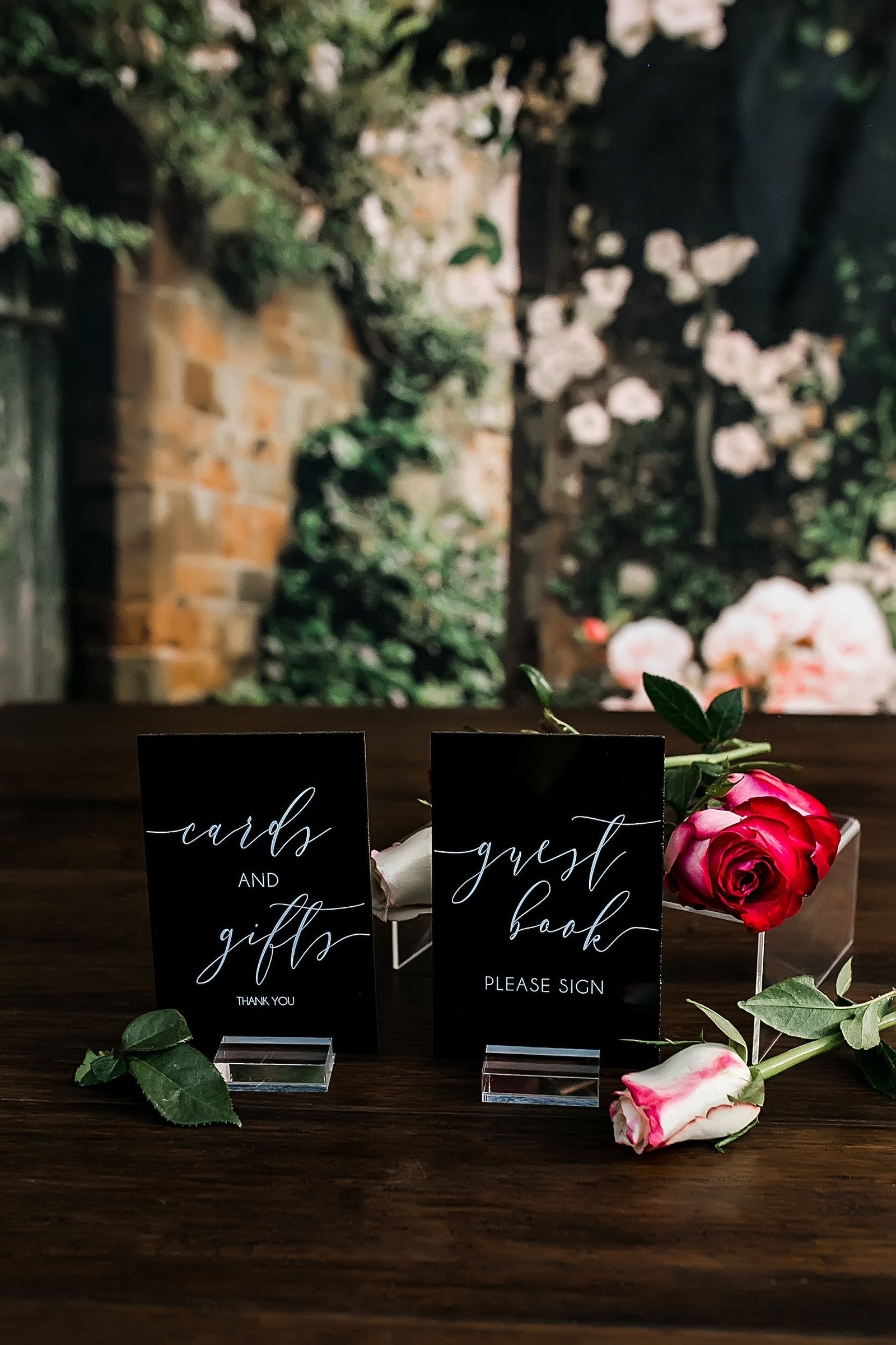 Set of 4x6 OR 5x7  Acrylic Wedding Signs, Gifts and Cards, In Loving Memory, Please Take One Favors Clear Glass Modern Calligraphy MEL-VER