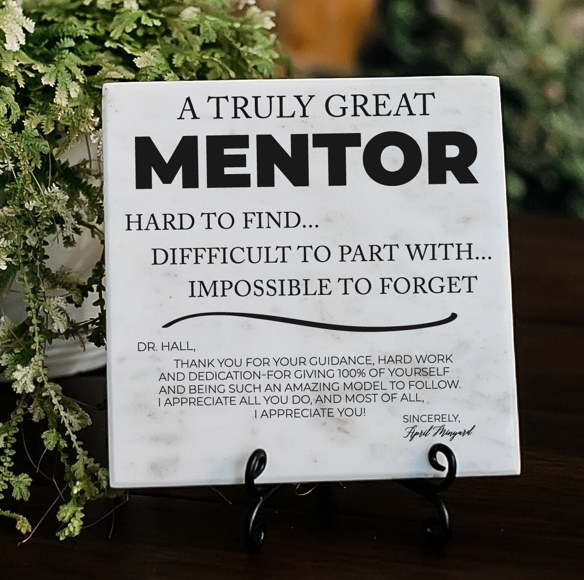 Marble Mentor Plaque With Stand, Thank You Mentor Sign, Custom Boss Appreciation For Retirement, Teacher, Counselor, Coach, Adviser