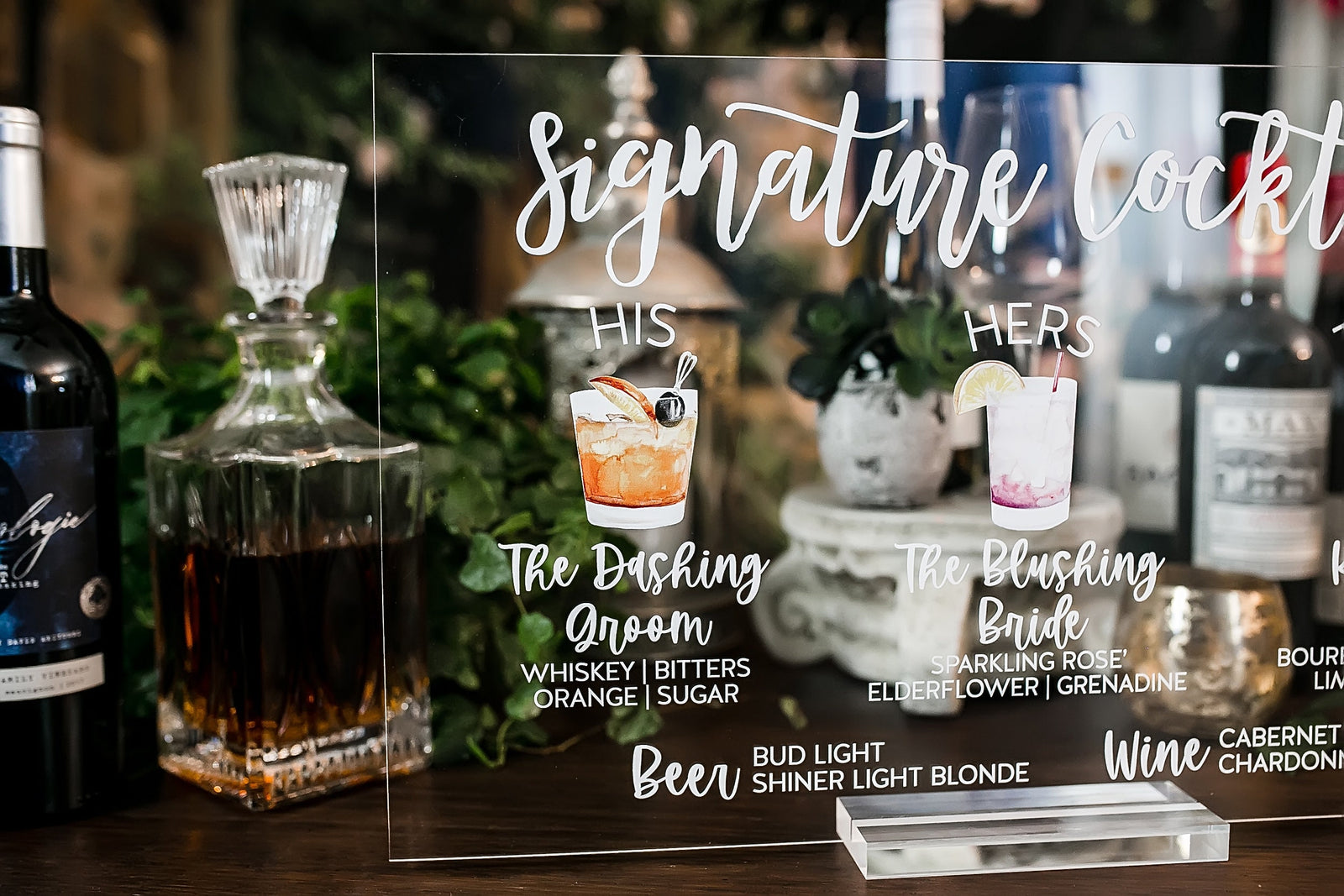 Signature Cocktails Personalized Bar Sign With 3 Drink Icons HL5-DS3