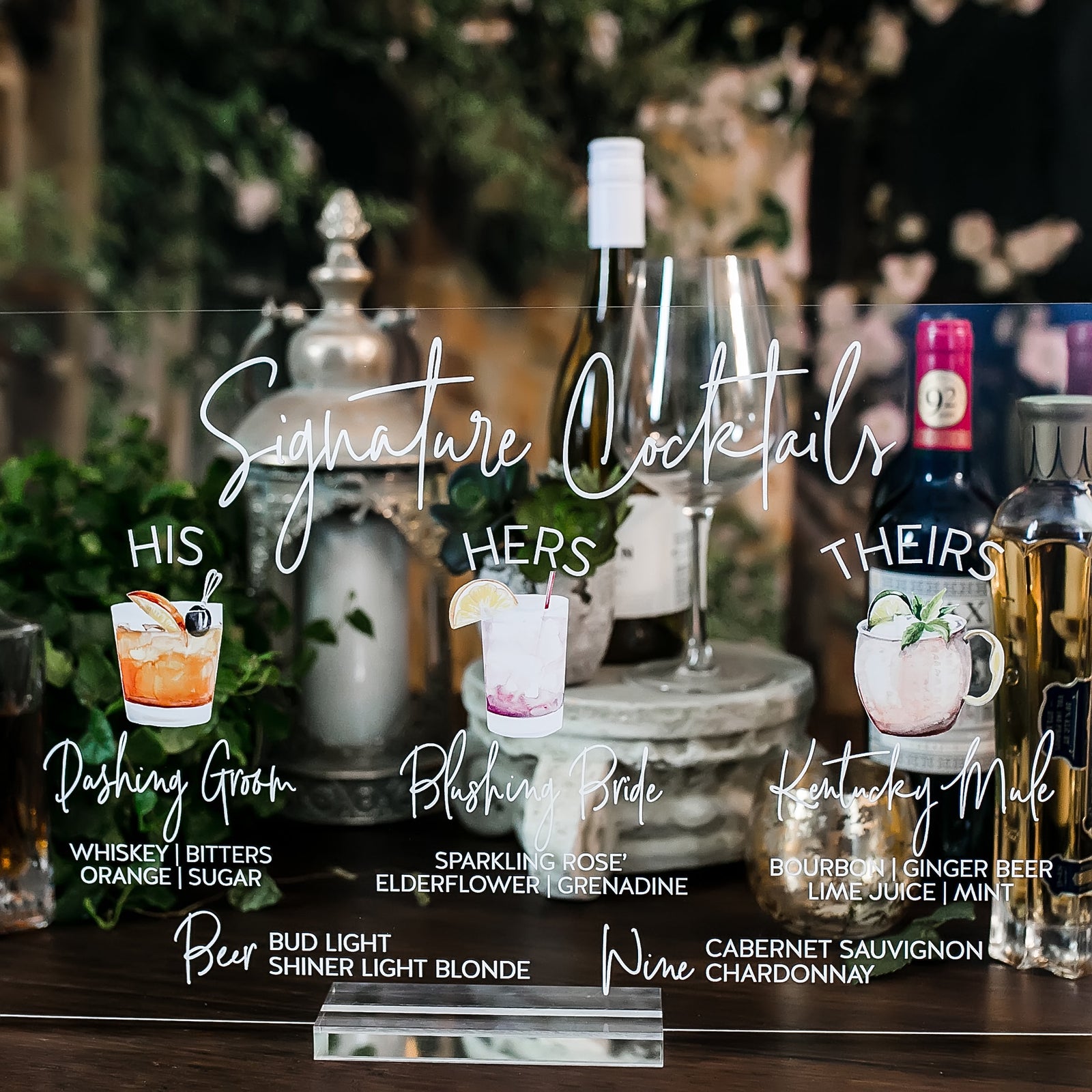 Signature Cocktails Personalized Bar Sign With Drink Icons S3-DS6