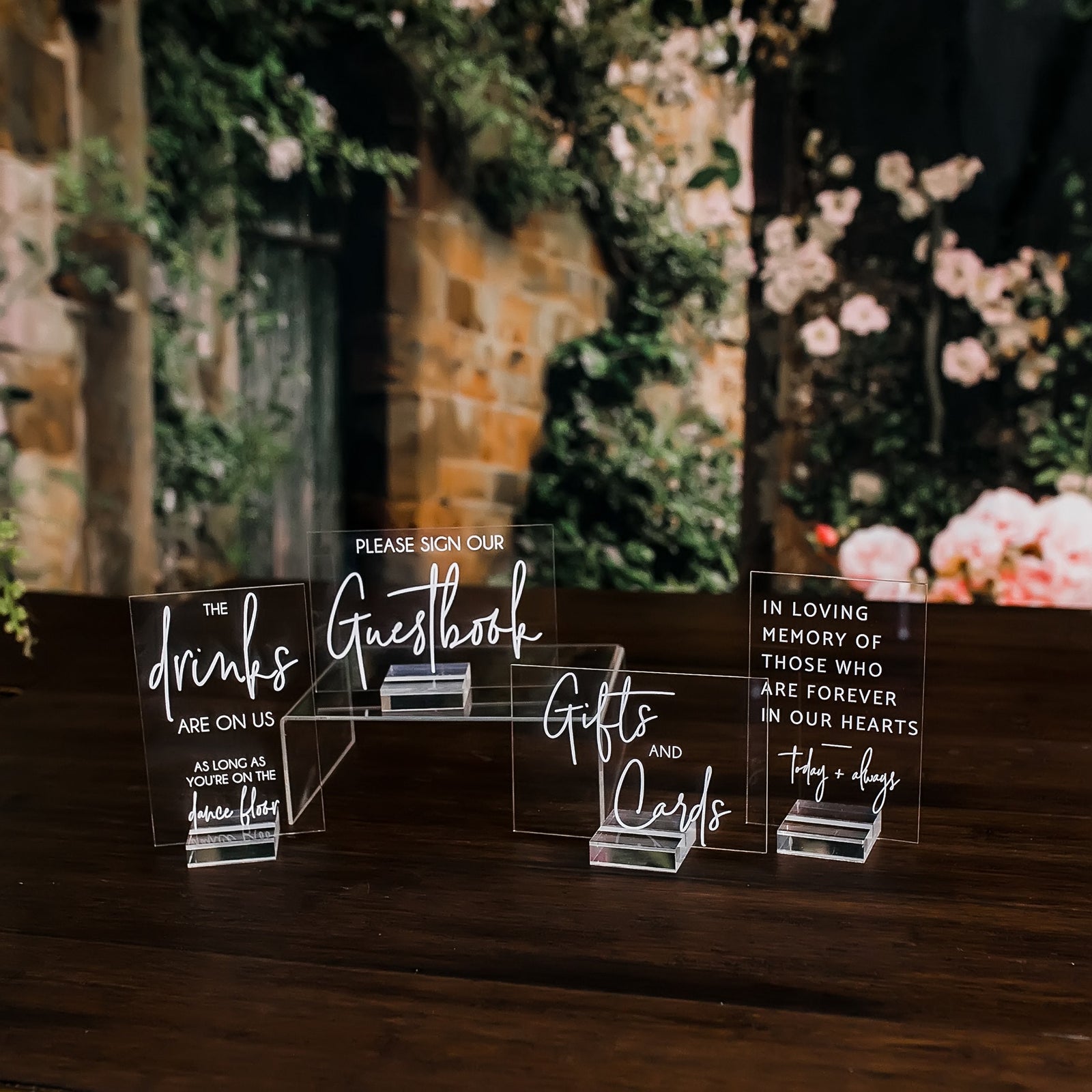 Set of 4x6 OR 5x7  Acrylic Wedding Signs, Gifts and Cards In Loving Memory Please Take One Favors Clear Glass Modern Calligraphy Sign, SIGNA