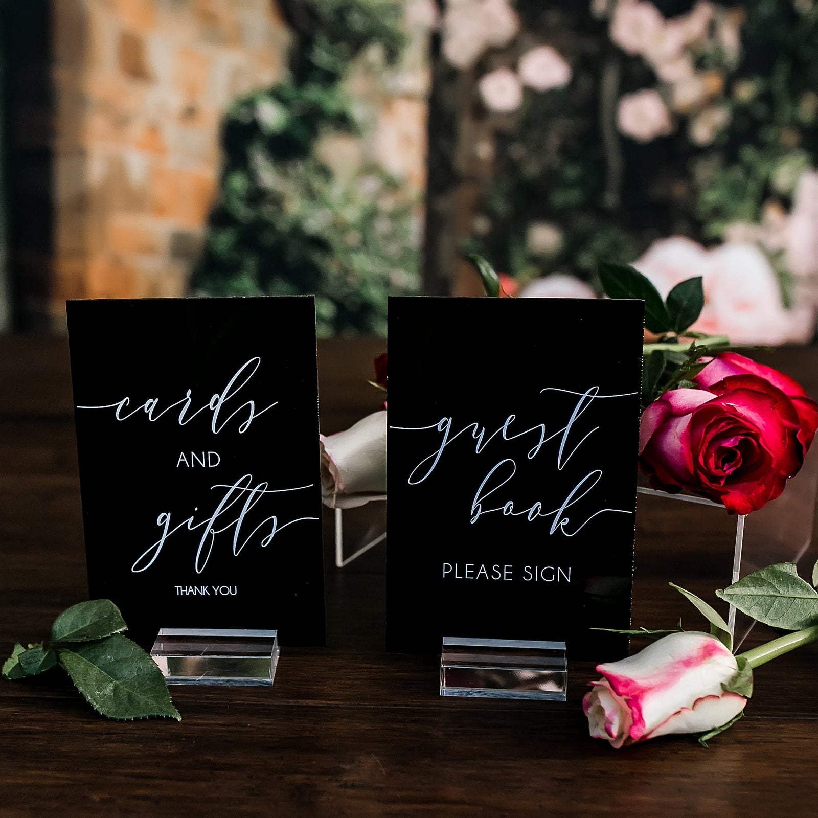 Set of 4x6 OR 5x7  Acrylic Wedding Signs, Gifts and Cards, In Loving Memory, Please Take One Favors Clear Glass Modern Calligraphy MEL-VER