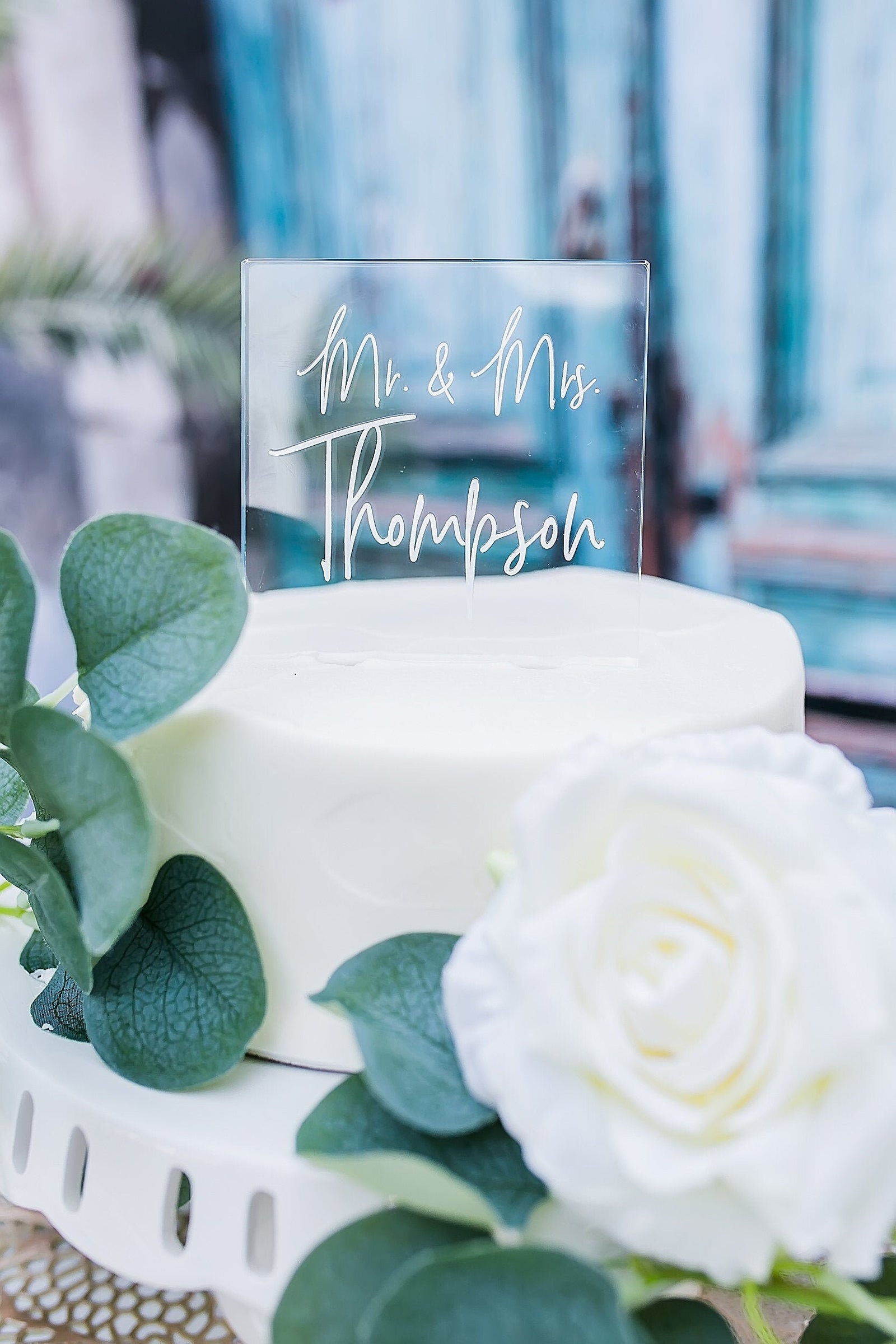 Acrylic Cake Topper, Personalized Name Wedding or Birthday Cake Top, Bridal or Baby Shower Modern Cake Topper