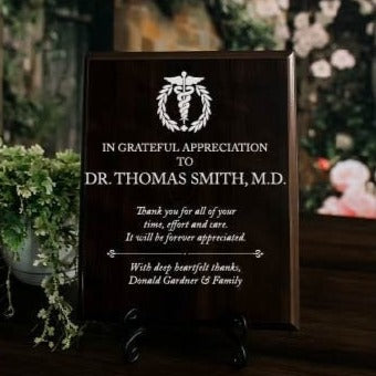 Doctor Thank You Appreciation Plaque With Stand, M.D. Recognition Gift, Physician Medical Obgyn, Doctors Day Grateful Appreciation