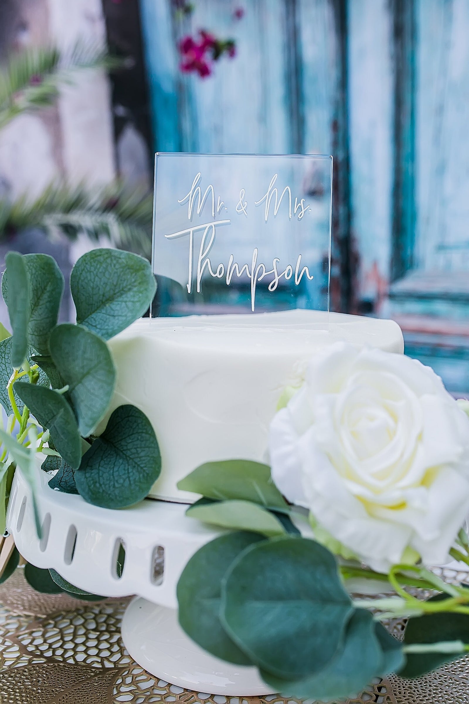 Acrylic Cake Topper, Personalized Name Wedding or Birthday Cake Top, Bridal or Baby Shower Modern Cake Topper