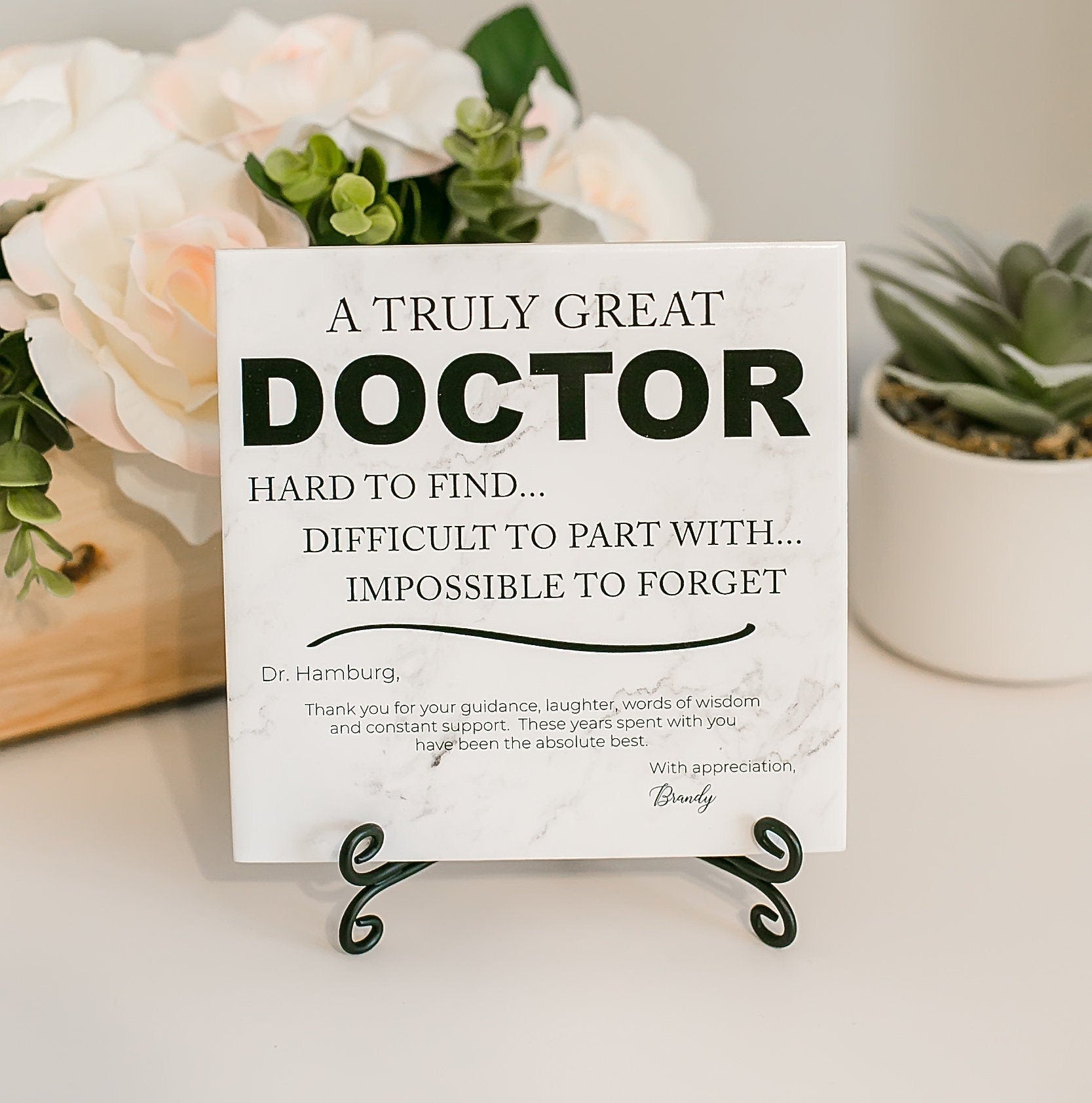 Doctor Thank You MD Appreciation Plaque With Stand, M.D. Recognition Gift, Physician Medical Obgyn, Doctors Day Appreciation DOC-004