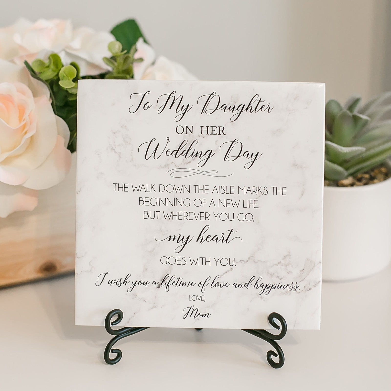 To My Daughter On Her Wedding Day Sign From Mom Or Grandmother To Daughter Or Granddaughter Wedding Day Bride's Gift, TP-WD3