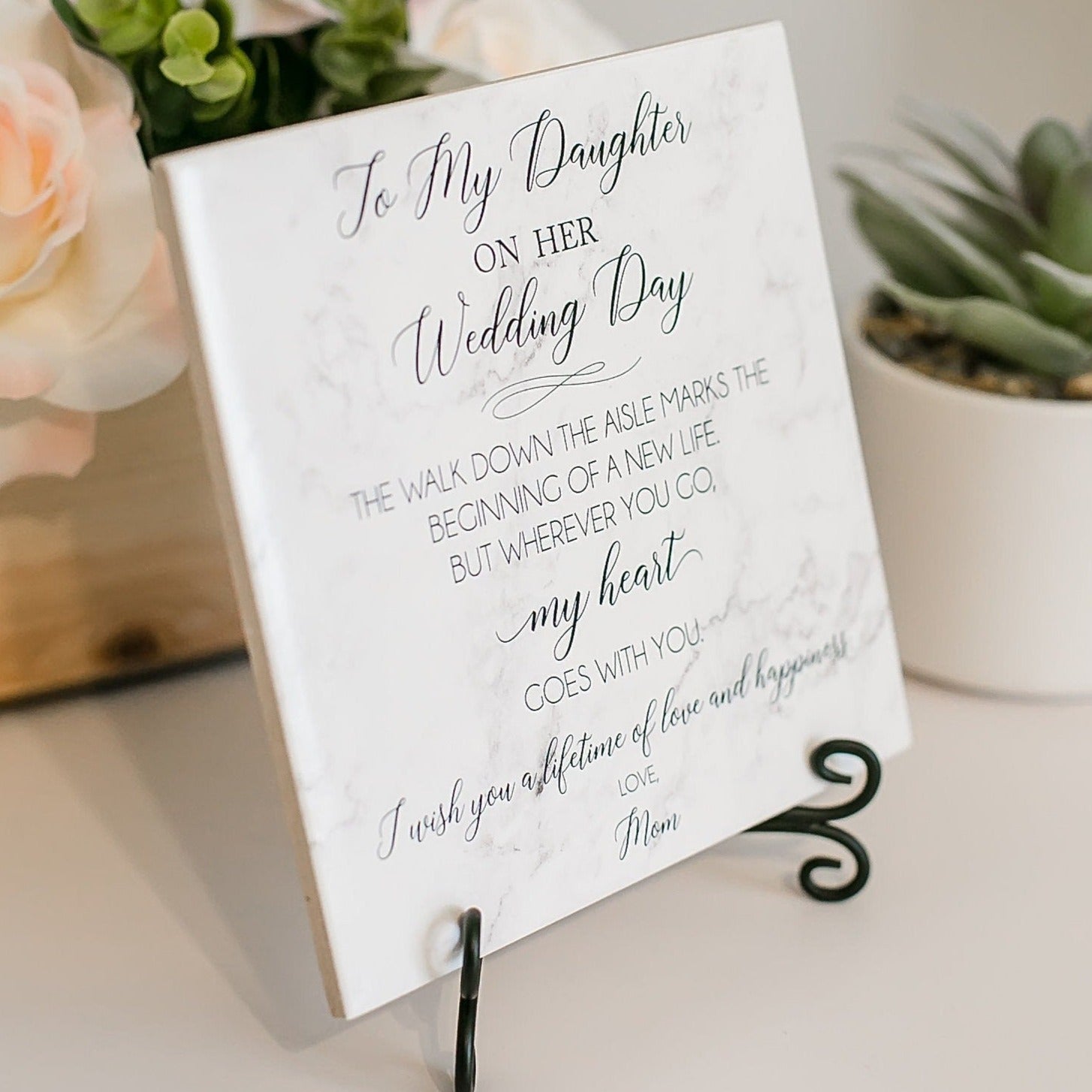 To My Daughter On Her Wedding Day Sign From Mom Or Grandmother To Daughter Or Granddaughter Wedding Day Bride's Gift, TP-WD3