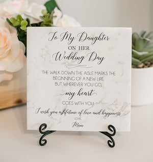 To My Daughter On Her Wedding Day Sign From Mom Or Grandmother To Daughter Or Granddaughter Wedding Day Bride's Gift, TP-WD3