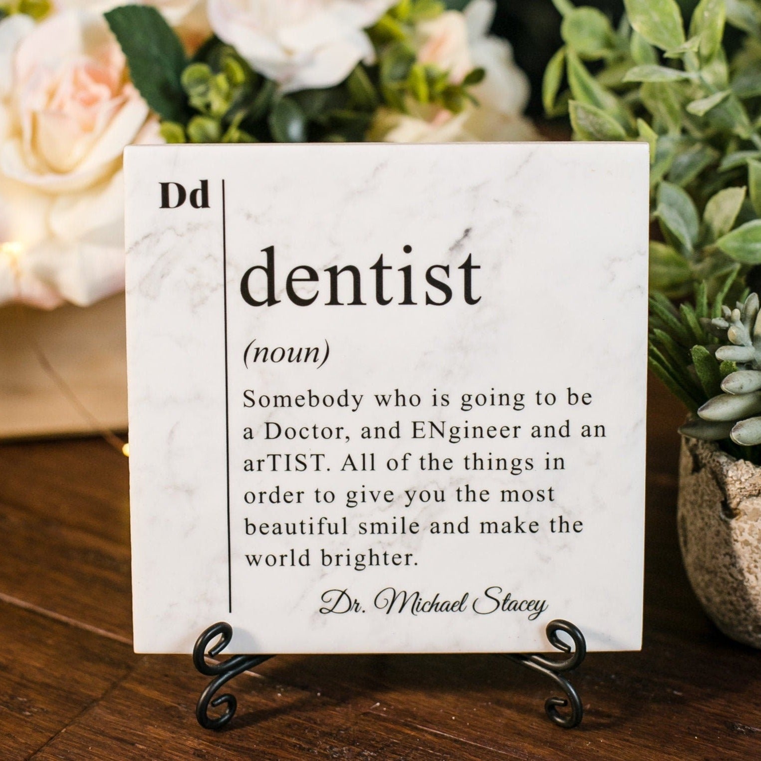 Dentist Definition Thank You Appreciation Plaque With Stand, Dentist's Day Recognition Gift, Dentistry Orthodontist Oral Surgeon DDS Sign