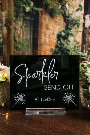 Sparkler Sendoff Light The Way For The Newlyweds Or Mr and Mrs Wedding Exit Clear Glass Look Acrylic Wedding Sign, Send Off, SIG-SSS