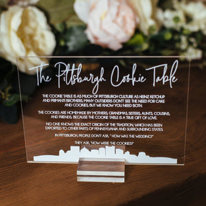 Pittsburgh Cookie Table Tradition Favors Clear Glass Look Acrylic Wedding Sign All of Yinz Skyline Lucite Perspex Cookies Table Sign SIG-PC2