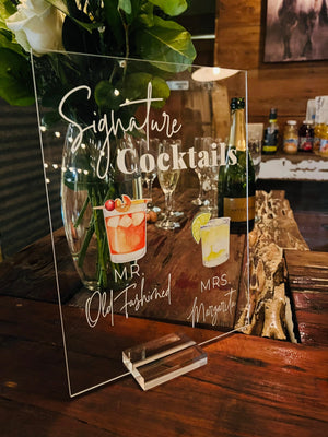 Signature Cocktails Personalized Bar Sign With Drink Icons S3-DS7