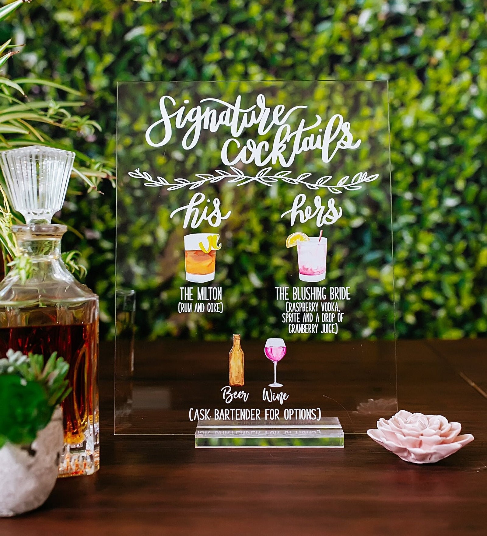 Signature Cocktails Personalized Bar Sign With 4 Drink Icons HL5-DS2