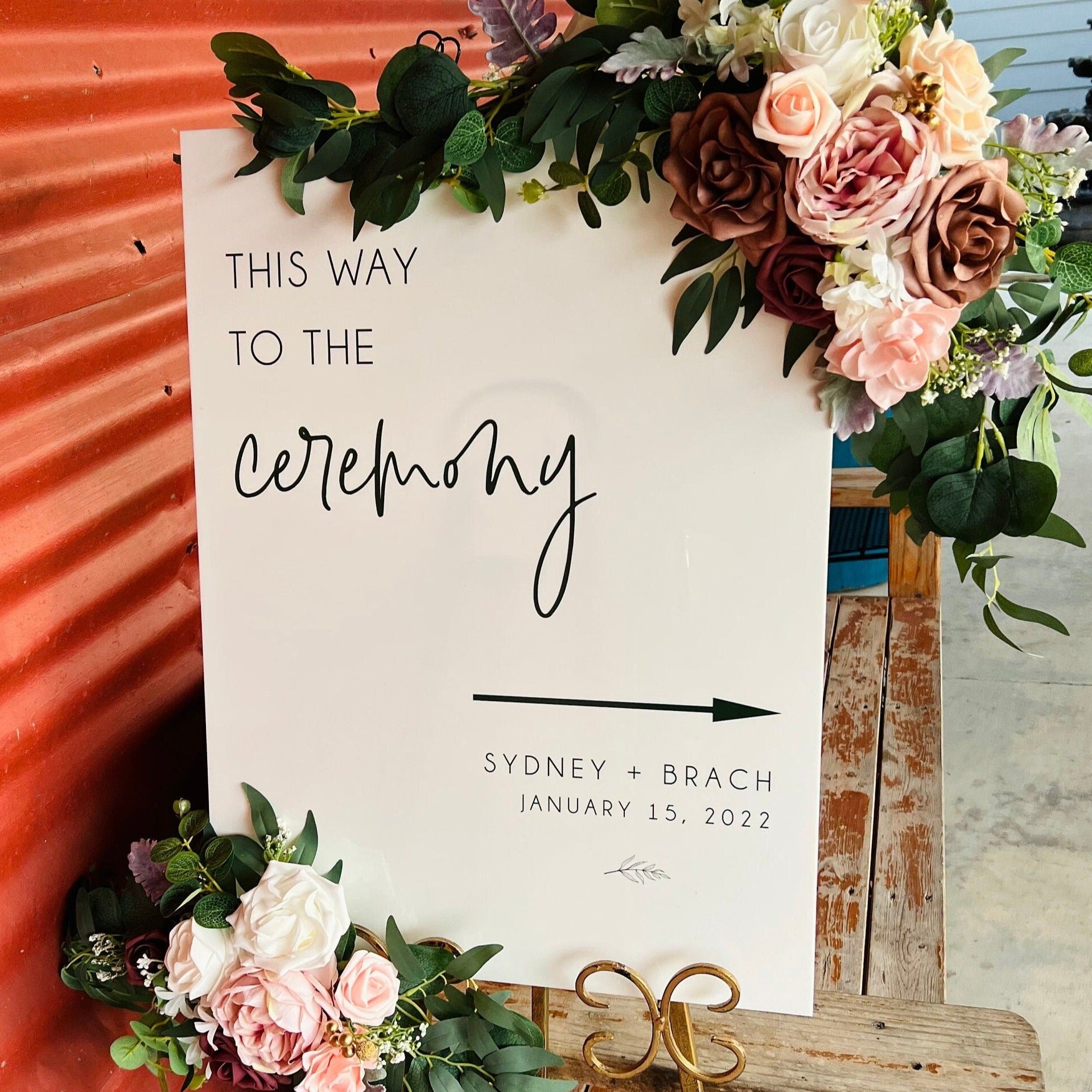 This Way To The Ceremony Directional Clear Glass Look Wedding Acrylic  Sign, Wedding This Way Direction Signage, Minimalist Modern Arrow