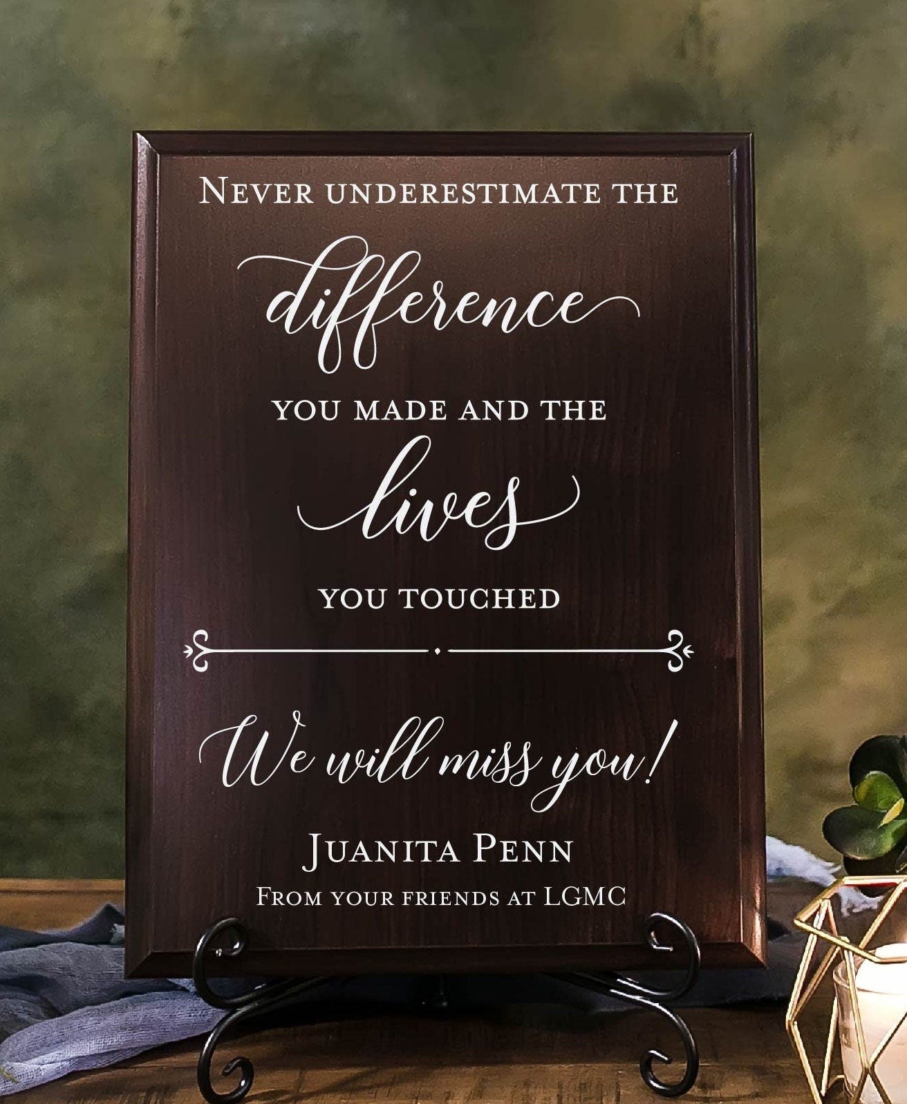 Happy Retirement Walnut Plaque Gift For Boss, Colleague, Coworker, Teacher, Friend, Great Mentor, Retiring Present Idea And Stand, TP-LT2