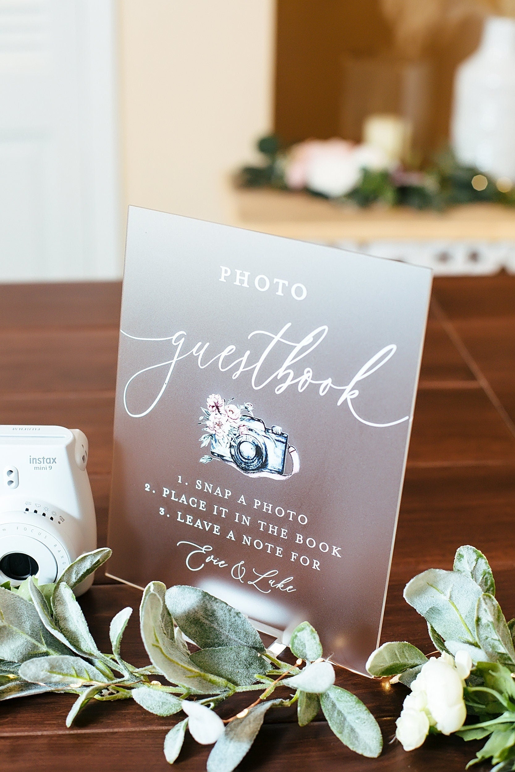 Photo Guestbook Sign, Polaroid Wedding Acrylic Plaque