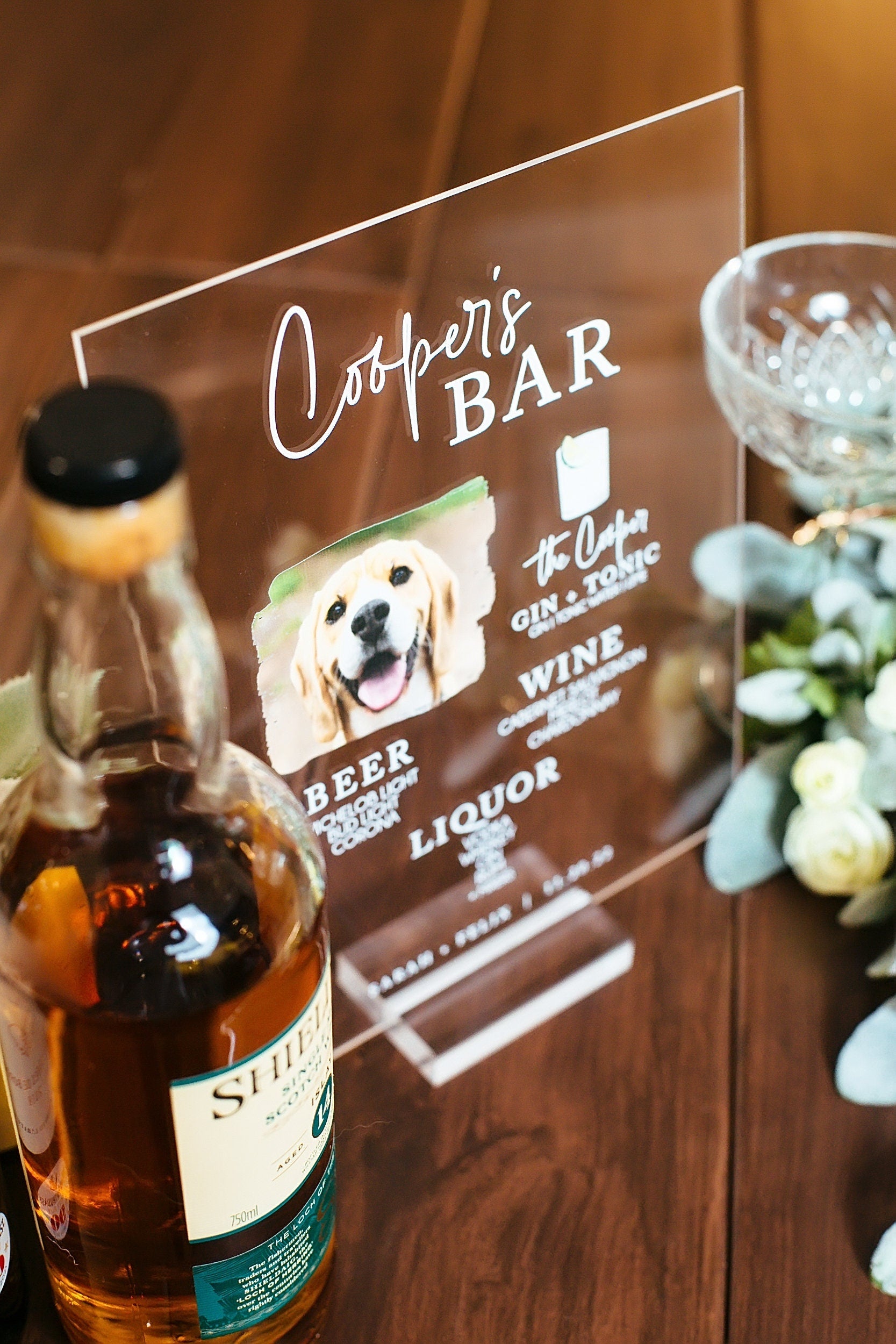 Pet's Name BAR Personalized PET Bar Sign With Drink Icon - Use Your Own Photo S3-DS12