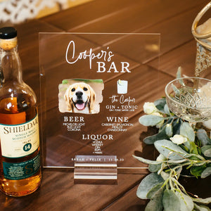Pet's Name BAR Personalized PET Bar Sign With Drink Icon - Use Your Own Photo S3-DS12
