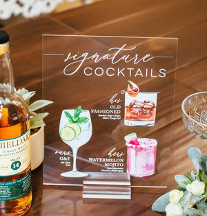 Signature Cocktails Personalized Bar Sign With 3 Drink Icons E4-DS3