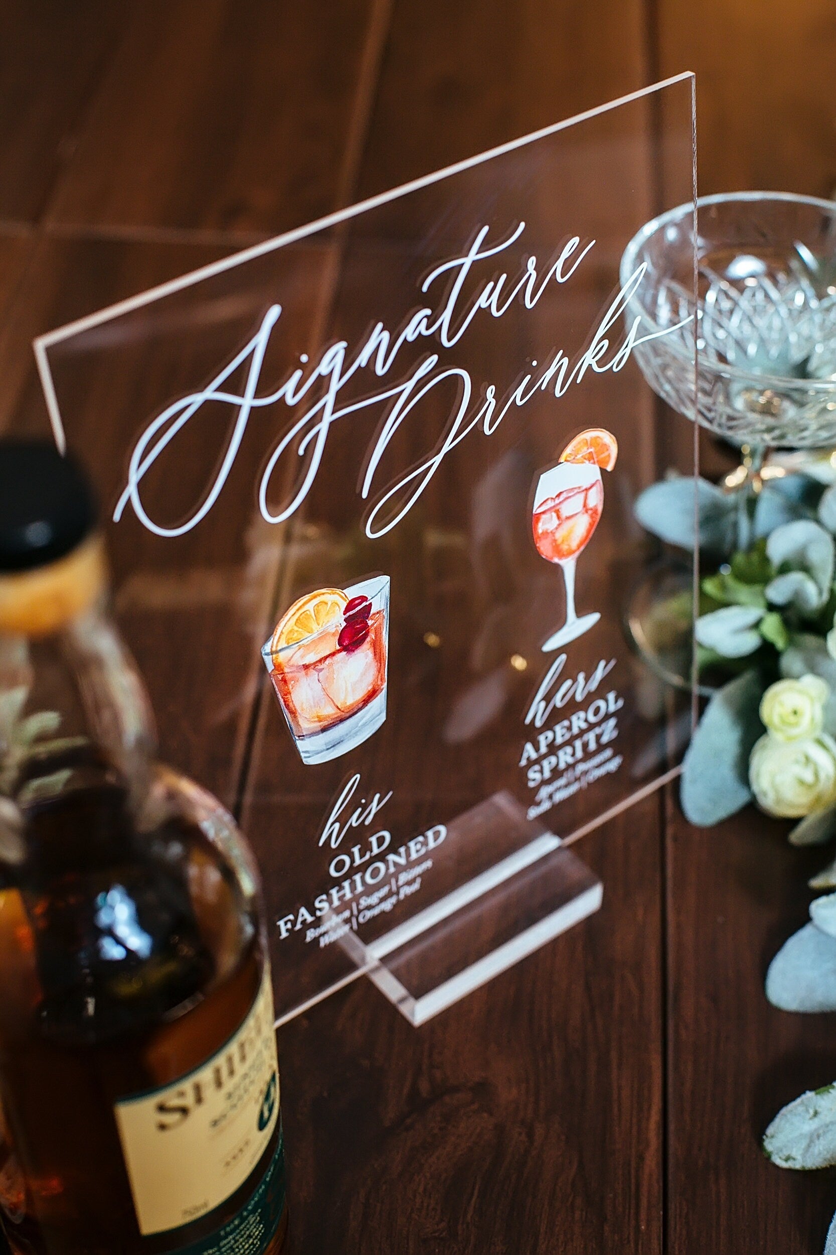 Signature Drinks Personalized Bar Sign With Drink Icons E4-DS4