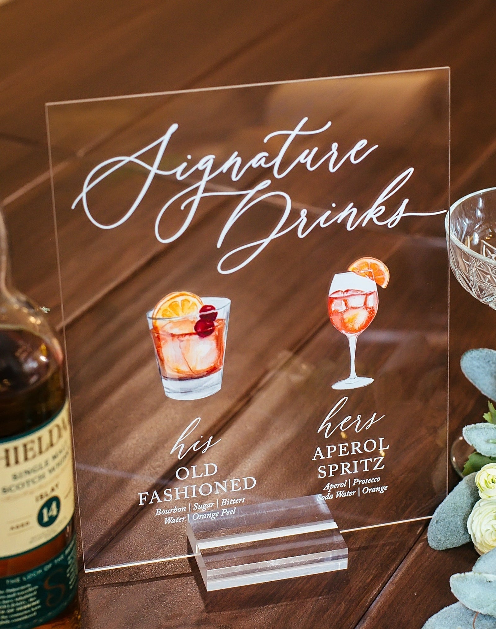 Signature Drinks Personalized Bar Sign With Drink Icons E4-DS4