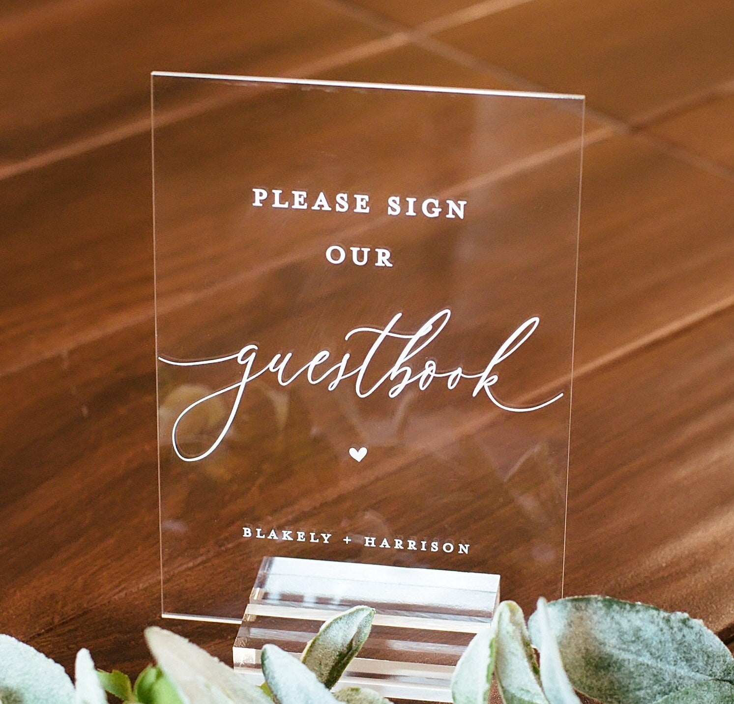 Please Sign Our Guestbook Modern Minimalist Clear Glass Look Acrylic Wedding Sign, Guest Book Lucite Perspex Table Sign