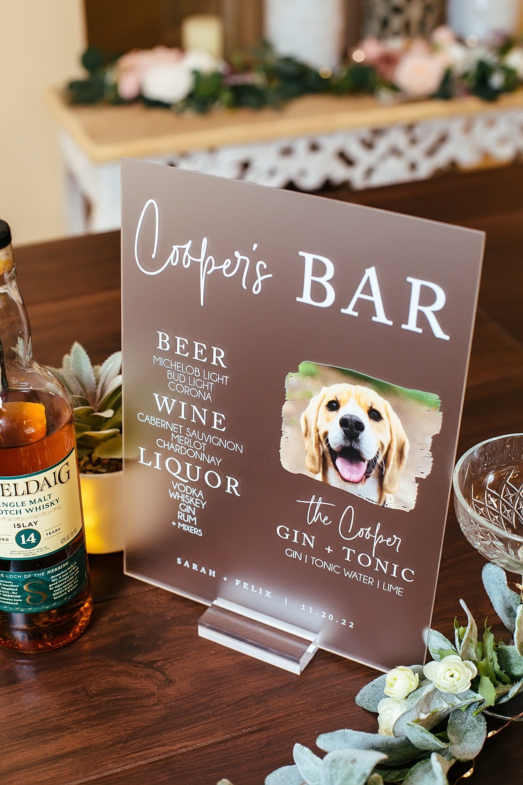 Pet's Name BAR Personalized PET Bar Sign - Use Your Own Photo S3-DS11