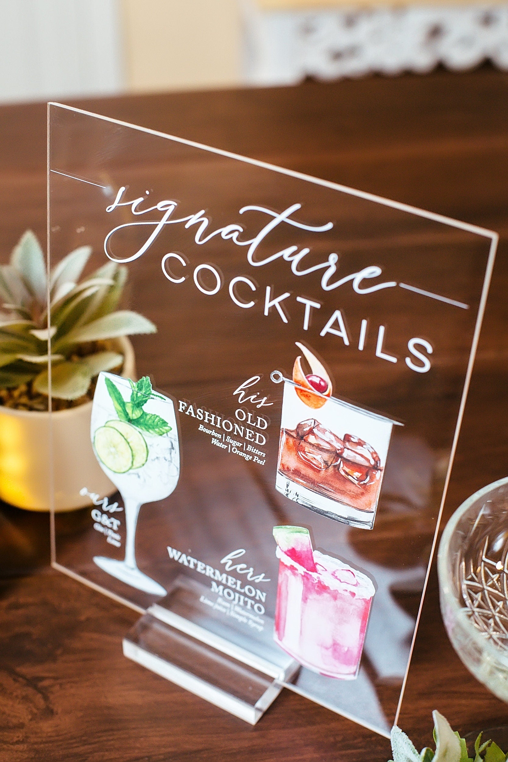 Signature Cocktails Personalized Bar Sign With 3 Drink Icons E4-DS3