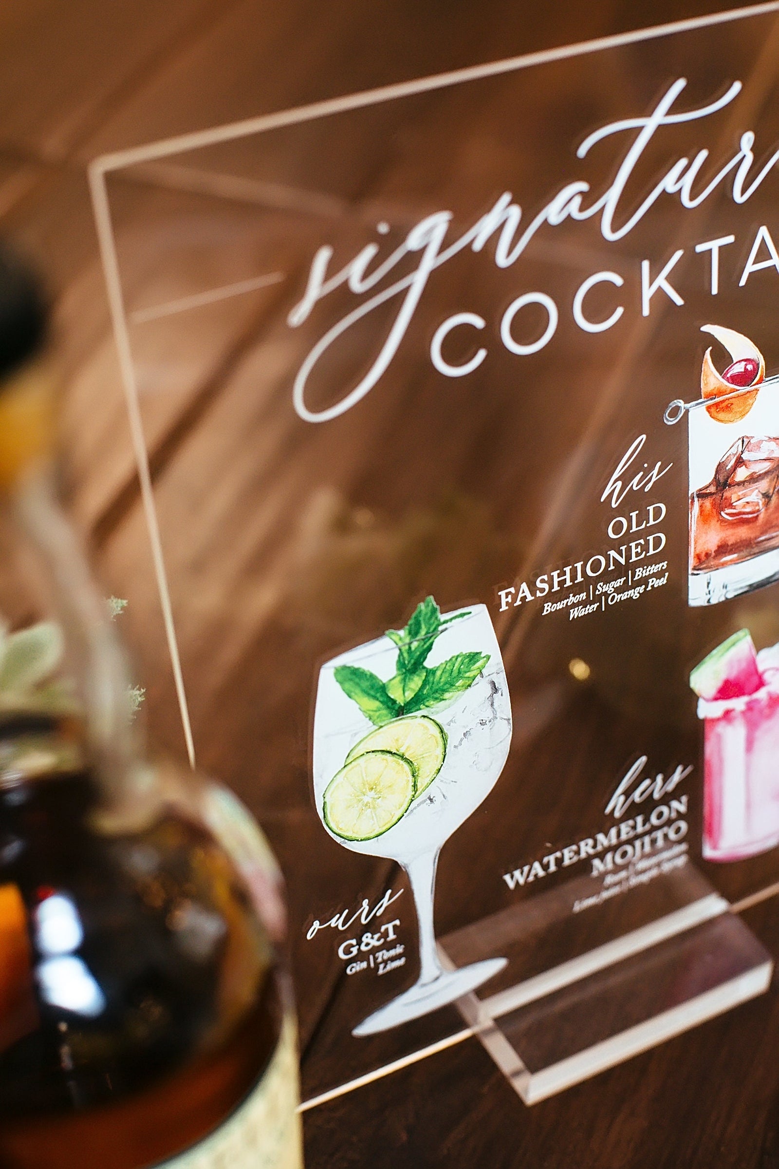 Signature Cocktails Personalized Bar Sign With 3 Drink Icons E4-DS3