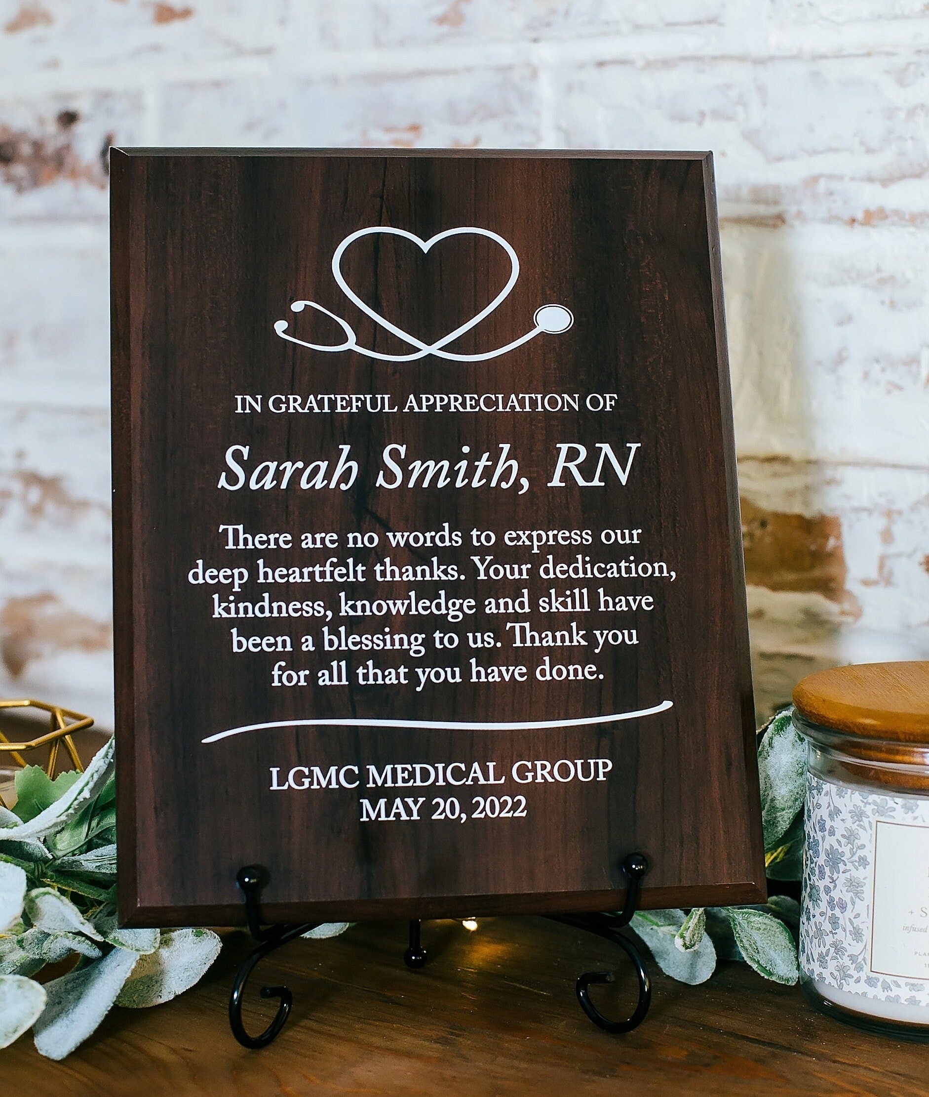 Healthcare Thank You Appreciation Plaque With Stand, RN, FNP, MD Recognition Gift, Physician Medical, Doctors Day Grateful Appreciation