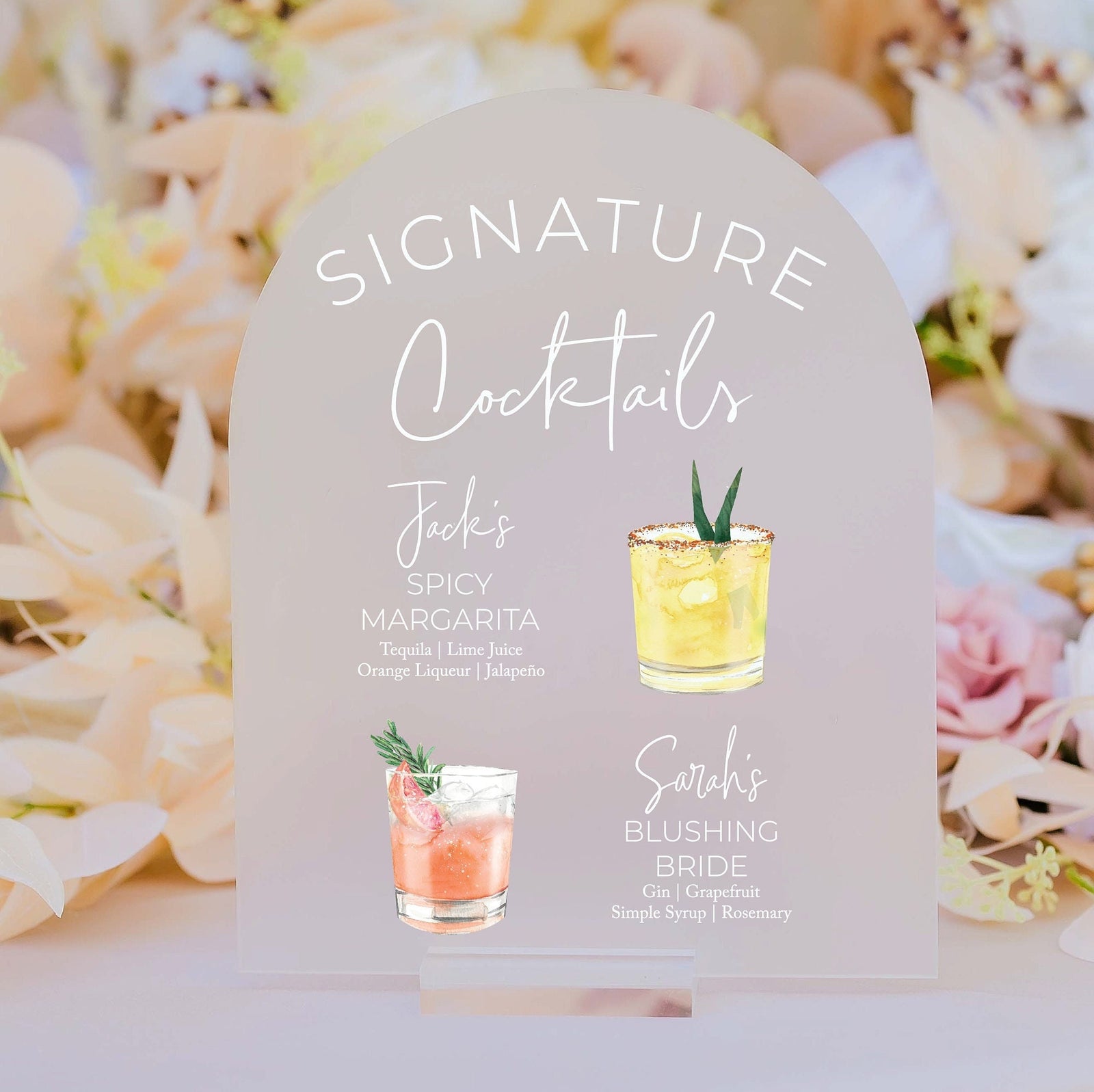 ARCH Signature Cocktails Personalized Bar Sign With Drink Icons S3-DS2