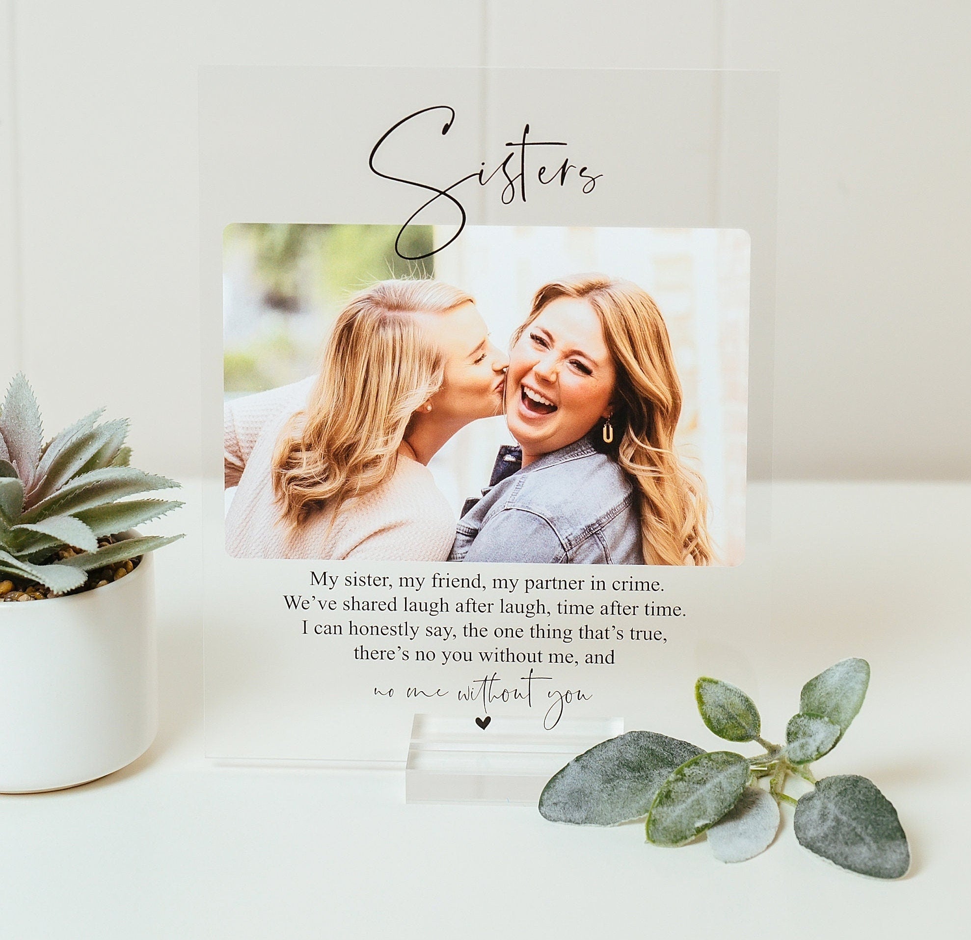 Personalized Photo Plaque w Stand, Sisters Best Friends Forever Gift, Gift for Her, Partners In Crime, Photo Collage, Personalized Photo