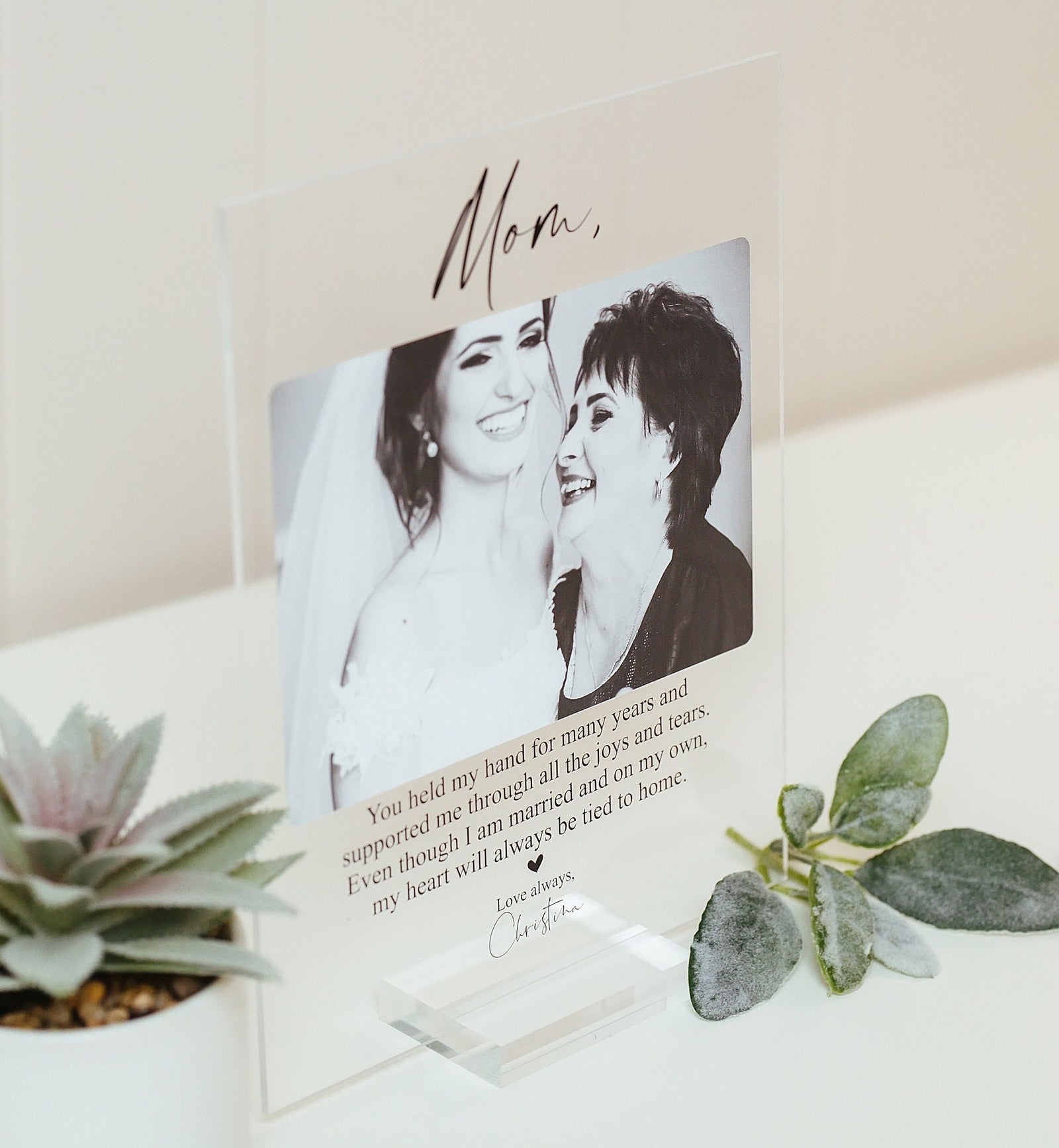 Mother Of The Bride Personalized Photo Plaque w Stand, Mothers Day Gift, Gift for Her, Mom Gift From Daughter , Photo Collage