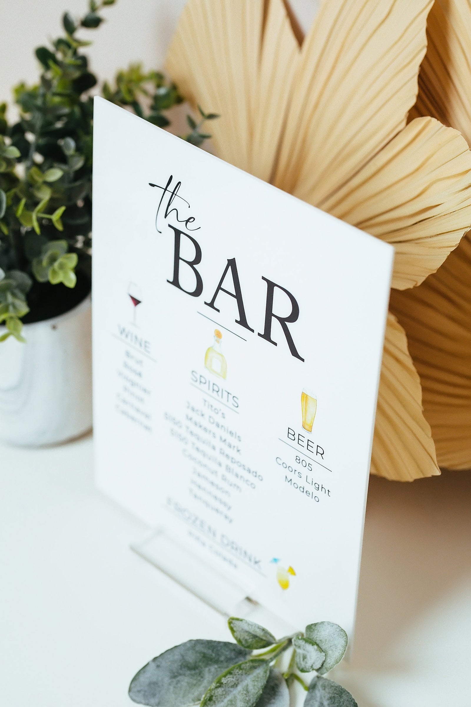 the BAR Personalized Bar Sign With Drink Icons S1-DS4