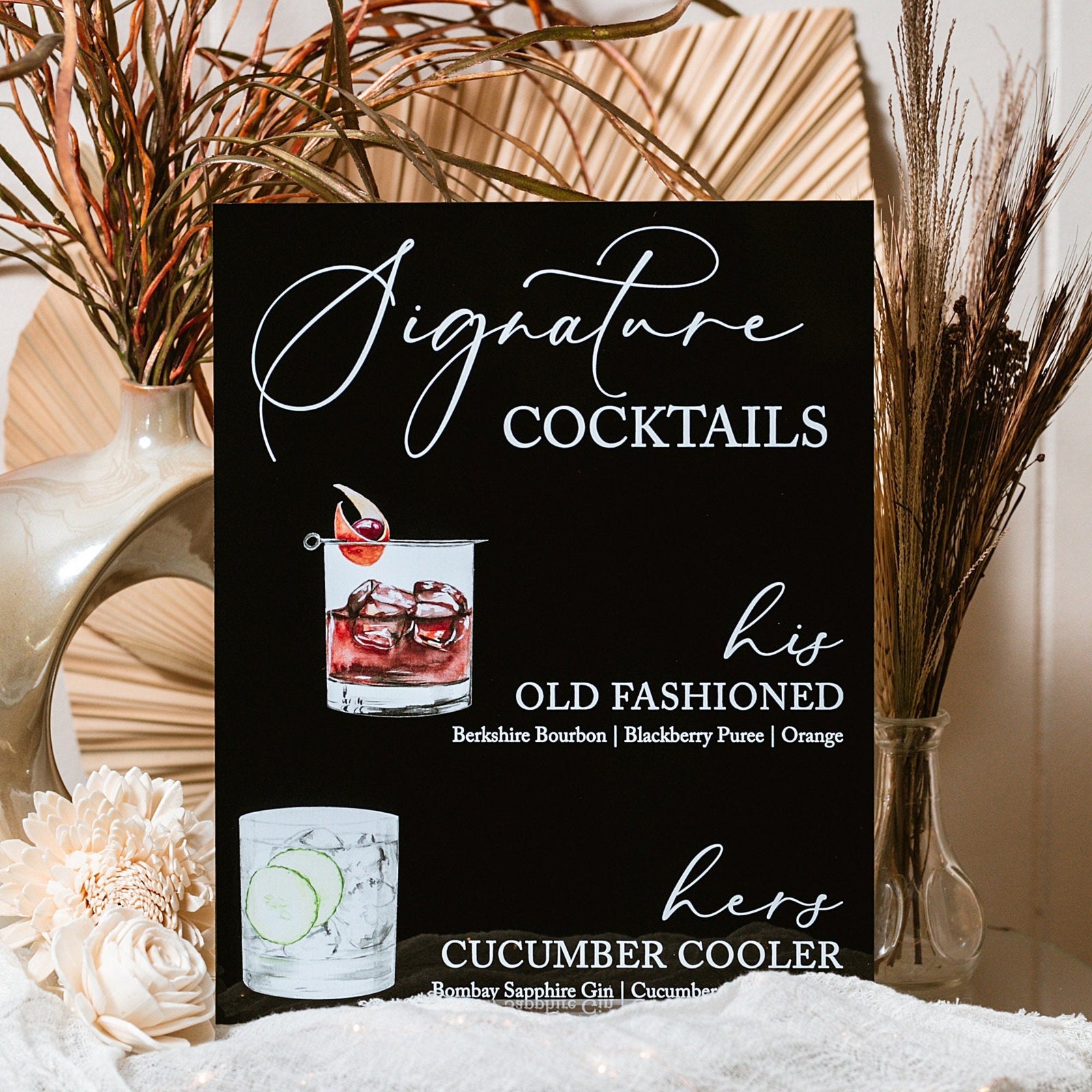 Signature Cocktails Personalized Bar Sign With Drink Icons M9-DS3