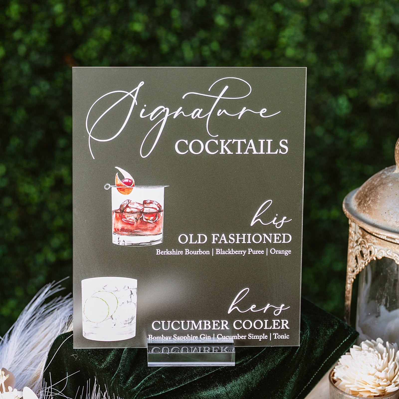 Signature Cocktails Personalized Bar Sign With Drink Icons M9-DS3