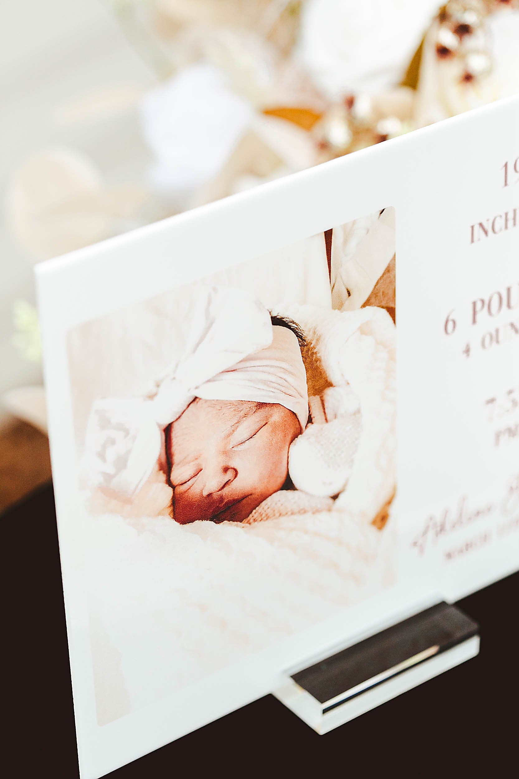 Personalized Newborn Baby Birth Stats Photo Acrylic Announcement Gift, Nursery Decor, Custom Newborn Birth Chart Present On Clear Acrylic