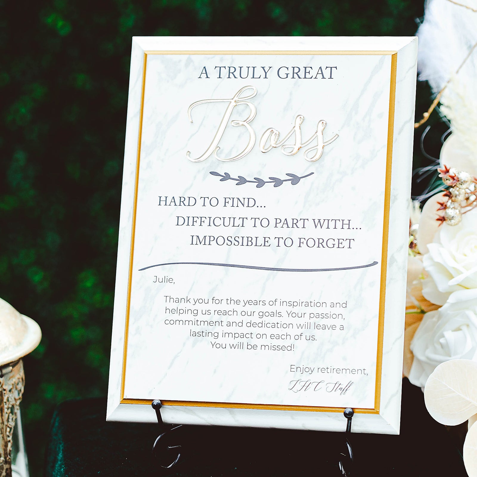 Personalized Truly Great Boss Marble Plaque, 9"x12" Thank You Bosses Day Appreciation For Retirement Teacher Counselor Coach Adviser