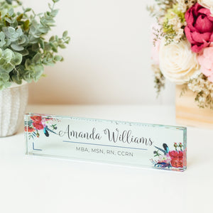 Bright Floral Glass Name Plate GNP-AW1