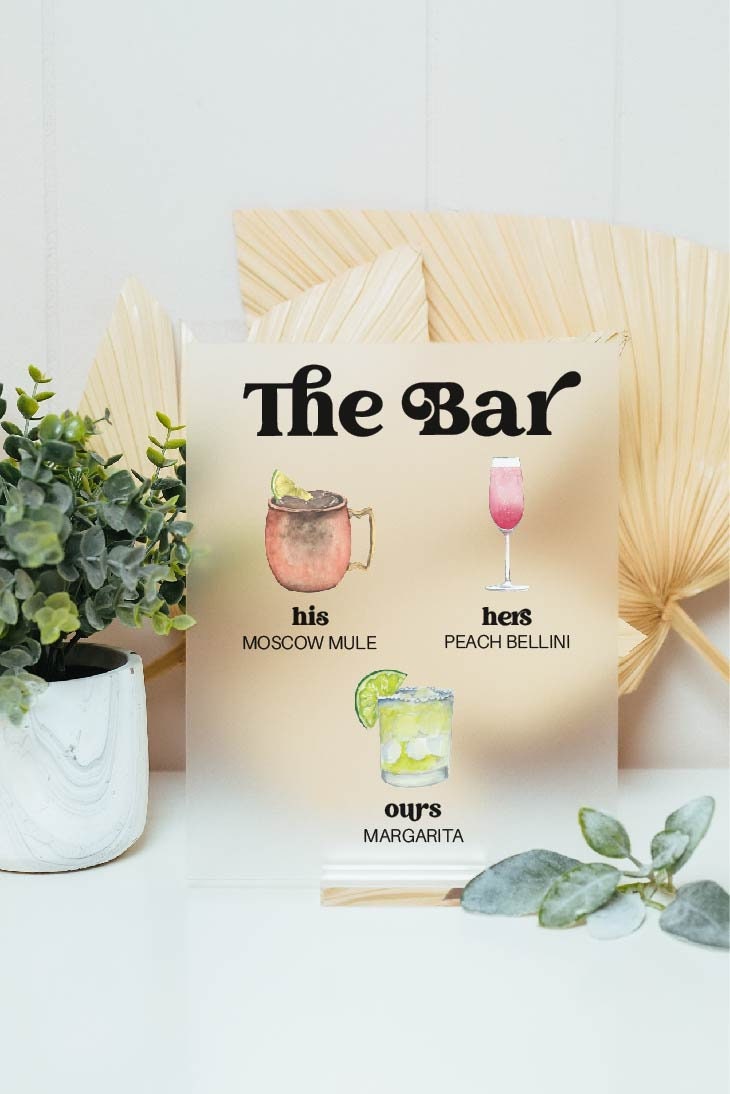 The Bar Personalized Bar Sign With Drink Icons R10-DS1