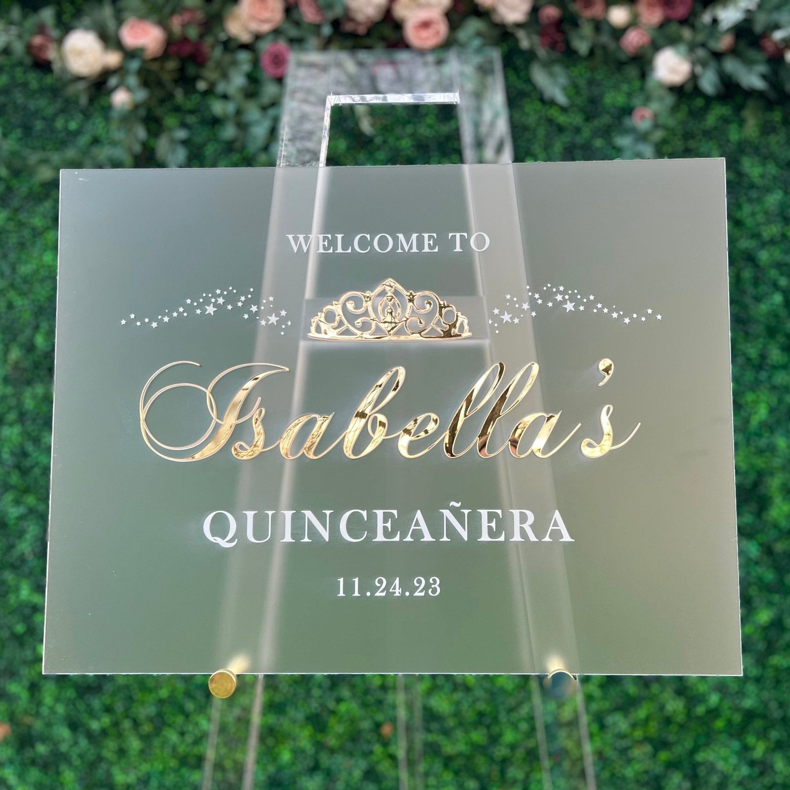 3DF36-ES1 3D Quinceanera Event Entry Signs with Laser Cut Wording - Sign Sizes 18"x24" or 24"x36"