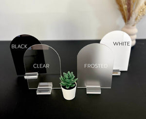 ARCH Shaped Clear, Frosted, White and Black Acrylic Blank Stock Sheet Lucite Wedding Signs | DIY Perspex Blanks | Wholesale Craft Supply