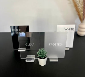 Clear, Frosted, White and Black Acrylic Blank Stock Sheet Lucite Wedding Signs | DIY Perspex Blanks | Wholesale Craft Supply