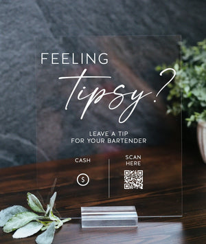 Feeling Tipsy Bartender Cash/QR Code Tip Sign S1-AS13