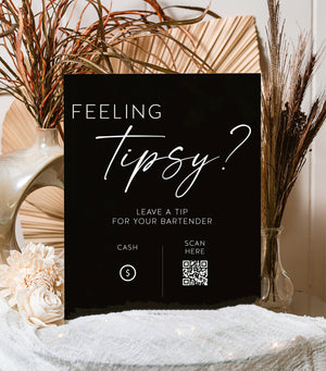 Feeling Tipsy Bartender Cash/QR Code Tip Sign S1-AS13